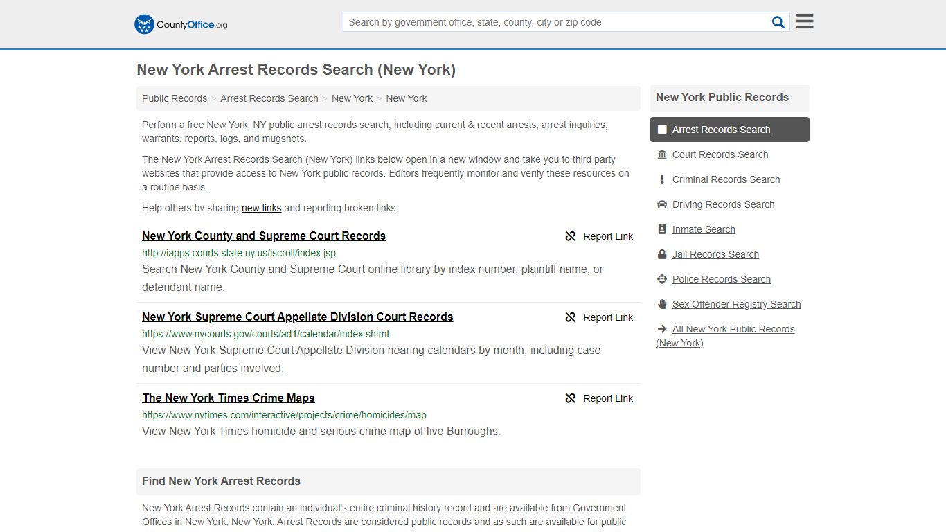 Arrest Records Search - New York, NY (Arrests & Mugshots) - County Office